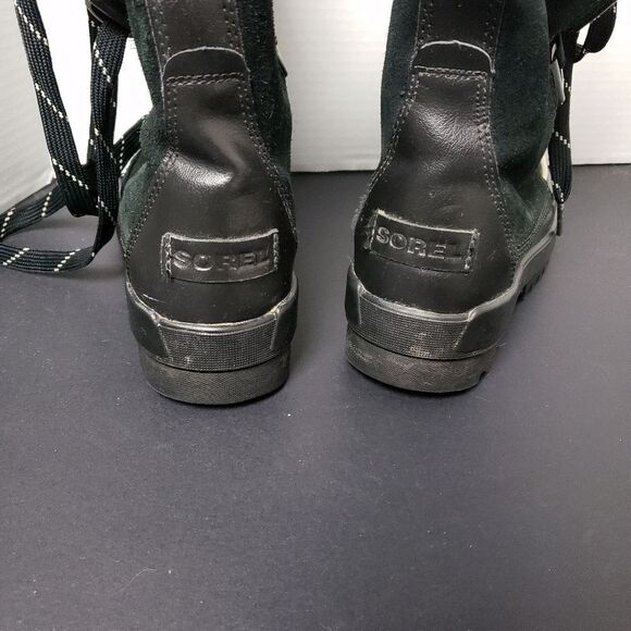 SOREL Tivoli IV Tall Waterproof Boot Suede Mid Calf Lace-Up Snow Boots, Black - Picture 10 of 14